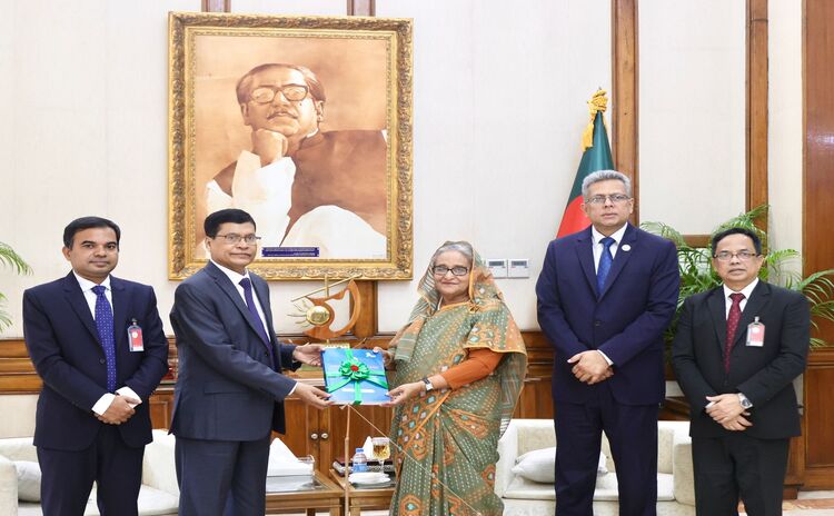 Honorable Comptroller and Auditor General of Bangladesh Md. Nurul Islam apprises Honorable Prime Minister of forty-five Audit Reports
